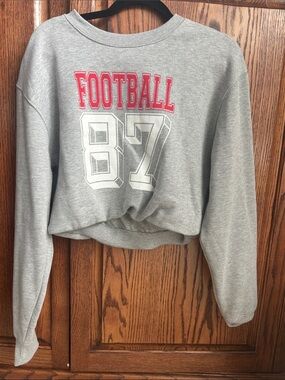 Gray "Football 87" Cropped Sweatshirt